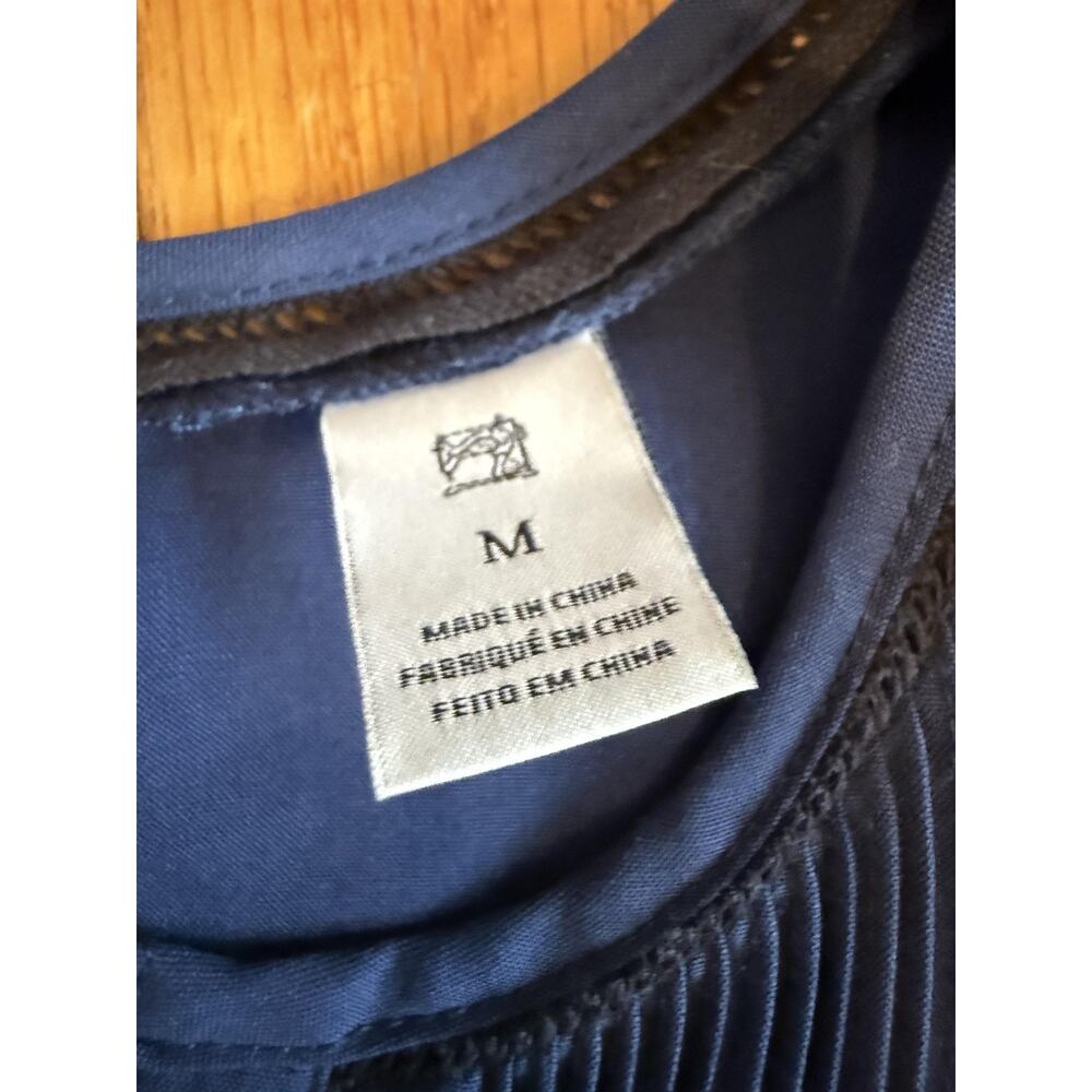 Scotch & Soda Maison Scotch Shirt Womens Medium Navy Blue Ruffle Sleeve V Neck - Picture 3 of 6